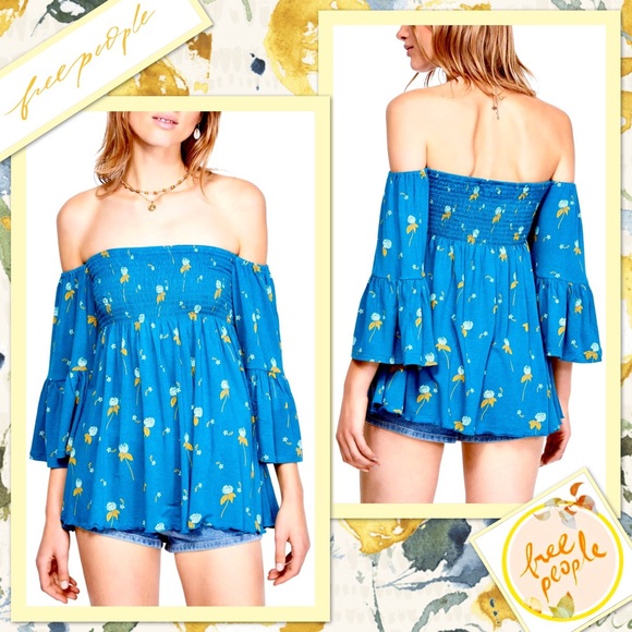 Free People Tops - Free People Lana Off the Shoulder Tunic Turquoise